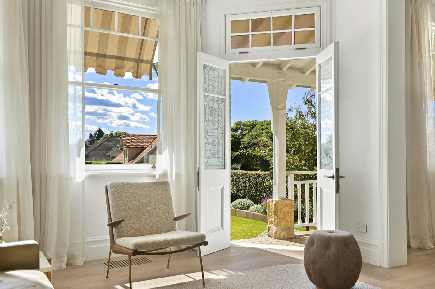 Renovated Federation home opening to a sandstone verandah